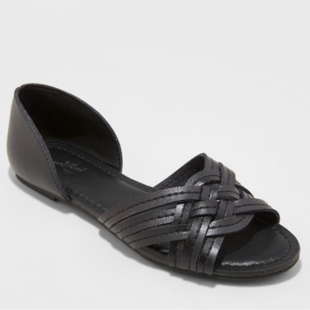 Universal Thread Black Open Toe Flats